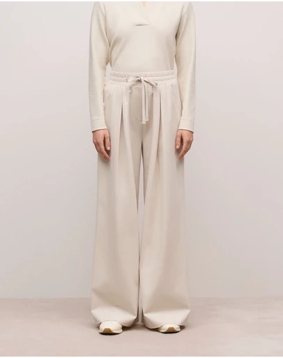 Trenery - Ponte Drawcord Wide Leg Pant in Stone