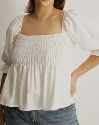 Atmos&Here Curvy - Elara Square Neck Peplum Blouse