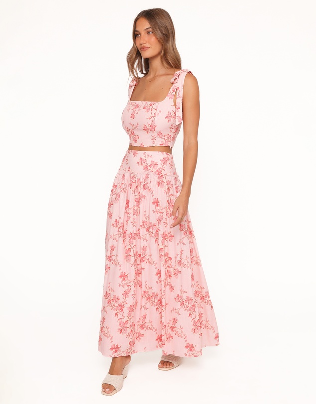 Petal & Pup - Tyler Drop Waist Maxi Skirt - Rose Pink Floral