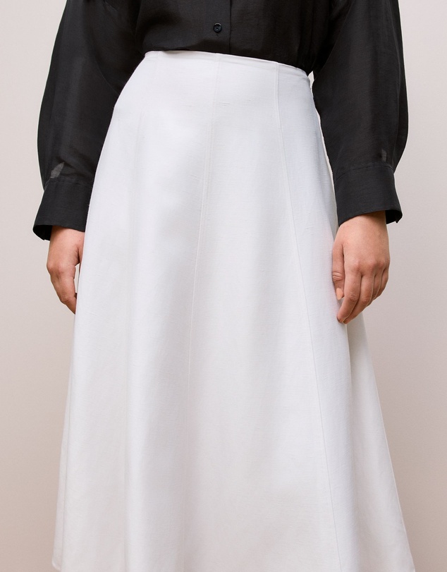 Trenery - Textured Flare Midi Skirt in White