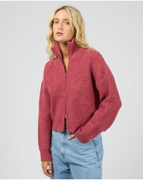 All About Eve - Bridie Knit Zip Through Berry