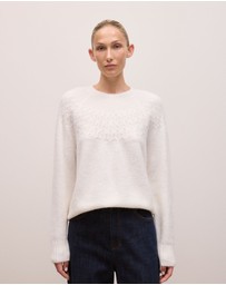 Trenery - Alpaca Merino Cable Yoke Knit in Marshmallow