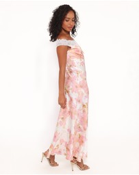 Petal & Pup - Voss Off Shoulder Lace Maxi Dress - Pink Floral