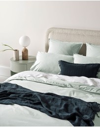 Aura Home - Evie Stonewash Organic Cotton Quilt Cover in Mist