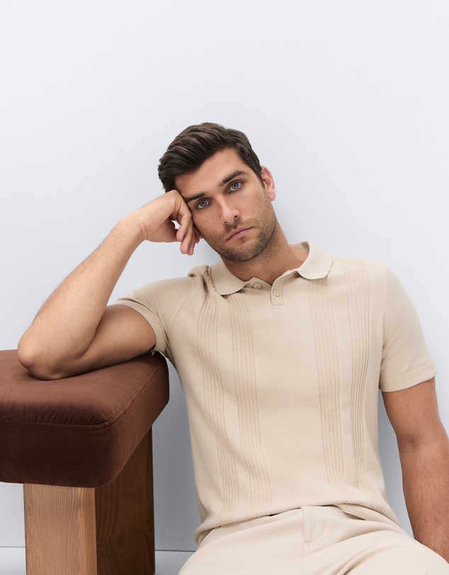 UNISON - Panel Stitch Knit Polo