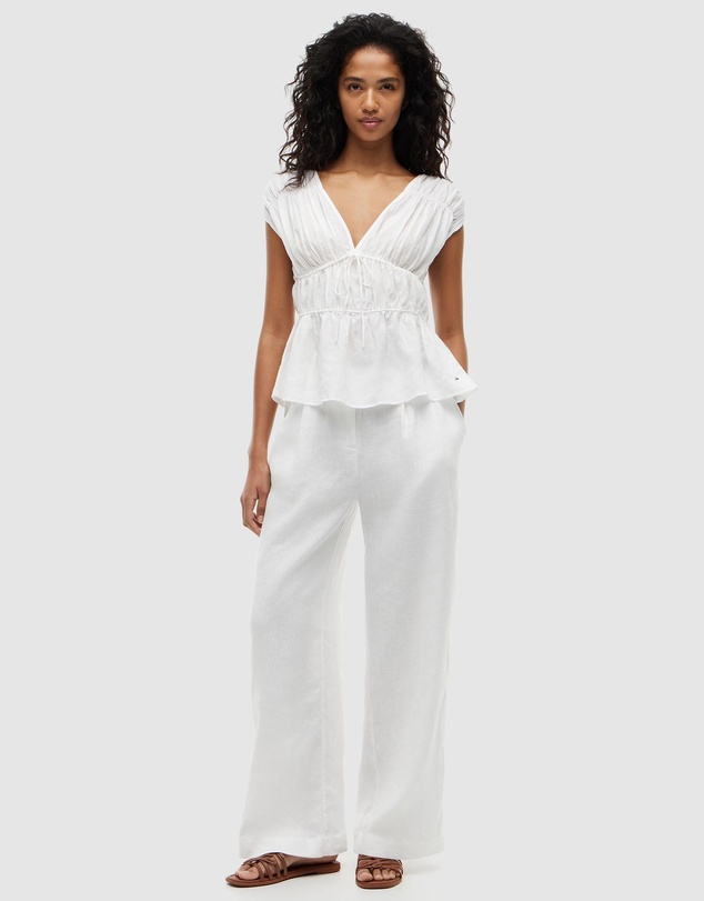 Tommy Hilfiger - Regular Fit Sleeveless Smock Blouse With Linen