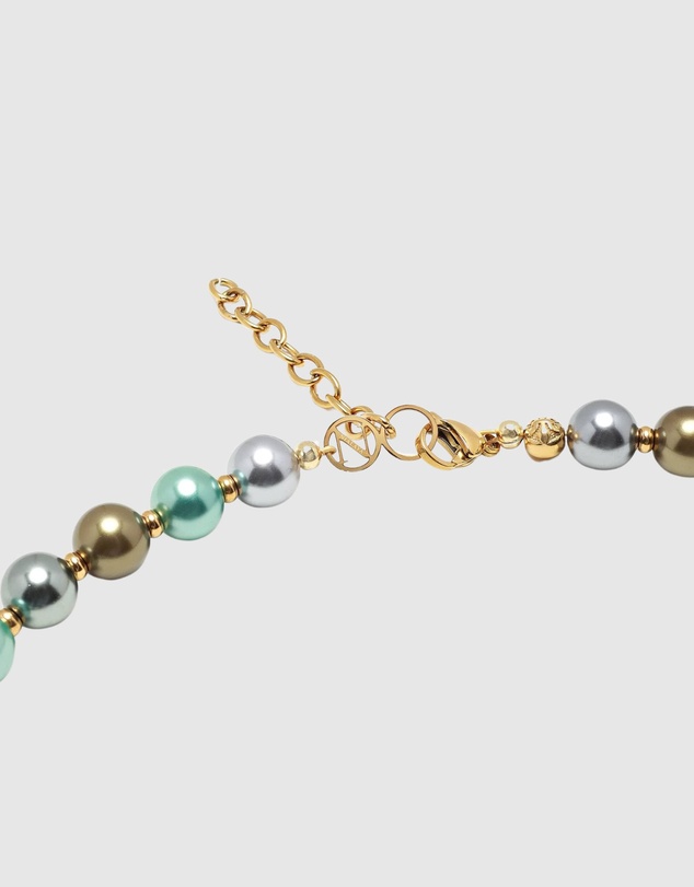 Nialaya Jewellery - 10mm Pastel Metallic Pearl Necklace with Gold