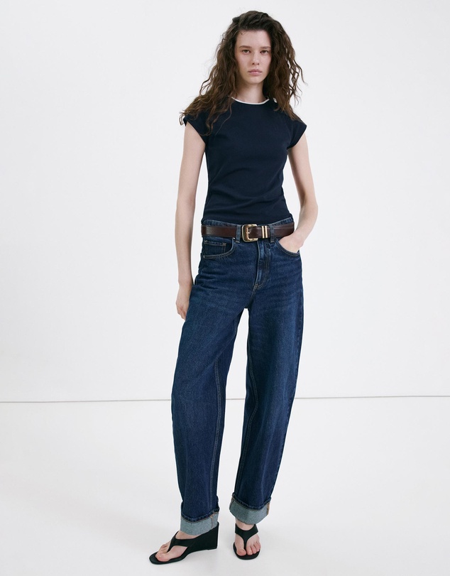 M.N.G - Cotton T-Shirt with Contrast Piping