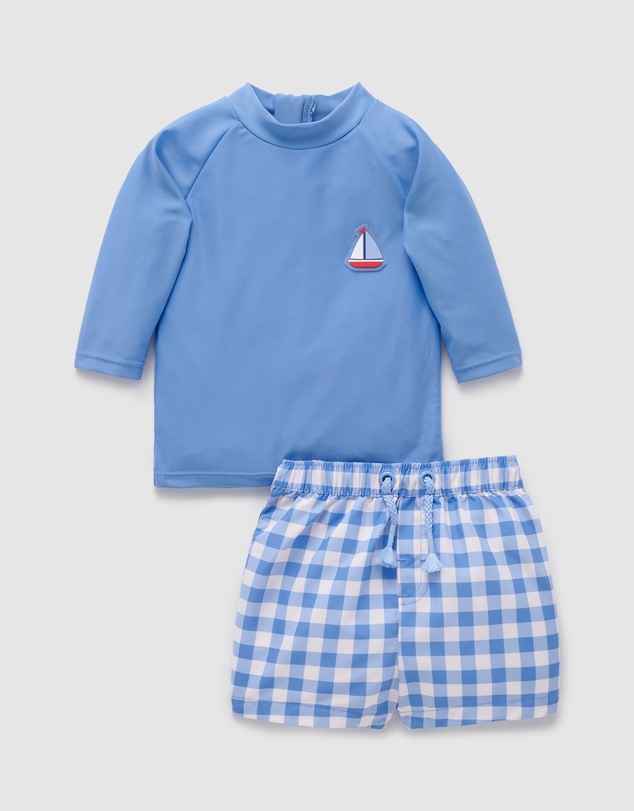 Purebaby - Board Short & Rashie Swim Set- Kids-Babies