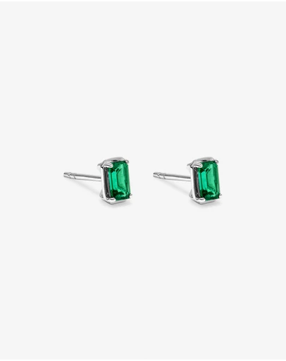 Michael Hill - Emerald-Cut Created Emerald Stud Earrings in Sterling Silver
