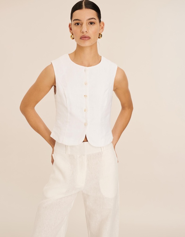 AERE - Linen Button Through Vest