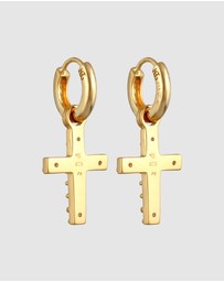 Haze & Glory - ICONIC EXCLUSIVE - Earrings Pearl Cross Gold Hoop in 925 Sterling Silver Gold Plated