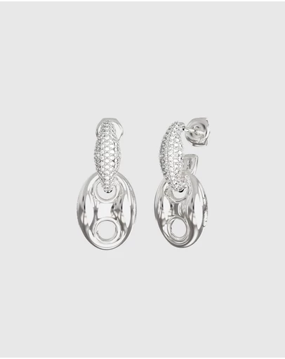 GUESS - Marine Pave Link Pendant Earrings