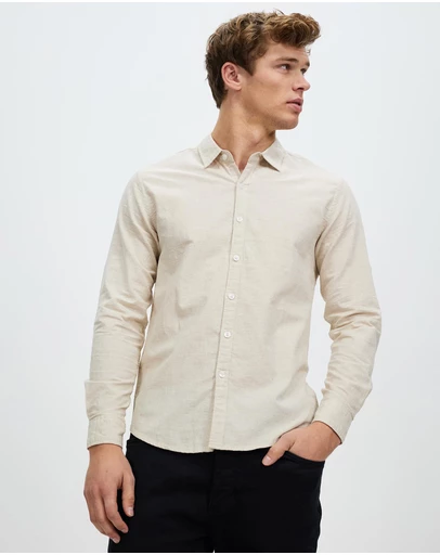 KAJA Clothing - Regular-Fit LS Chambray Shirt - Tim Top