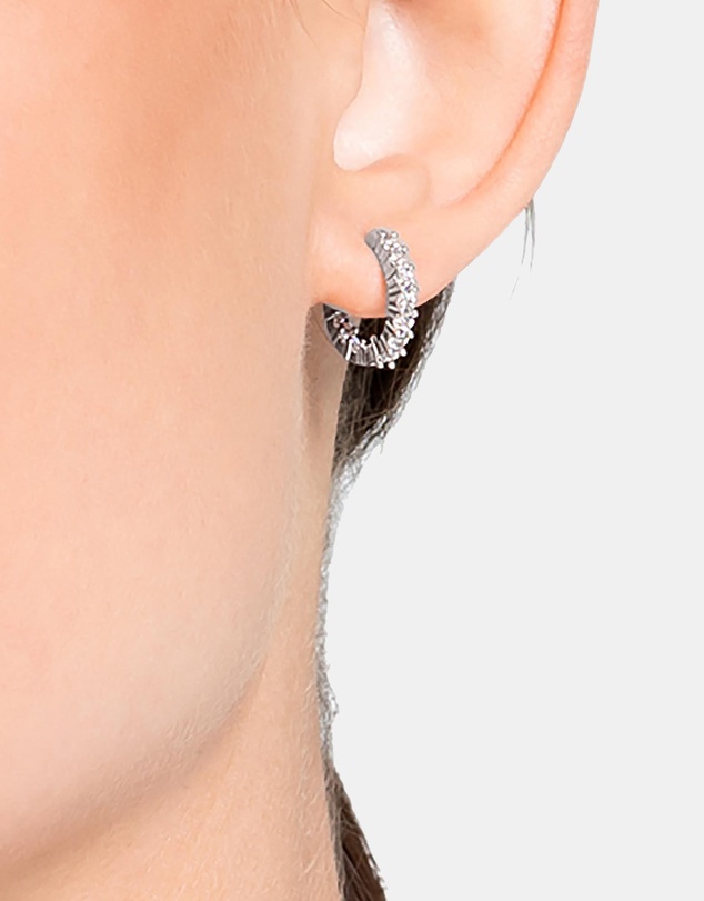Swarovski - Matrix Vittore hoop earrings, Round cut, White, Rhodium plated