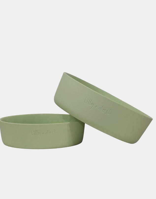 Lilly + Dash - Dog Eat and Drink Set – 2 Bowls + Lick Insert + Wave Placemat Set