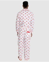 Sant And Abel - Men's Reindeer Red Long PJ Set