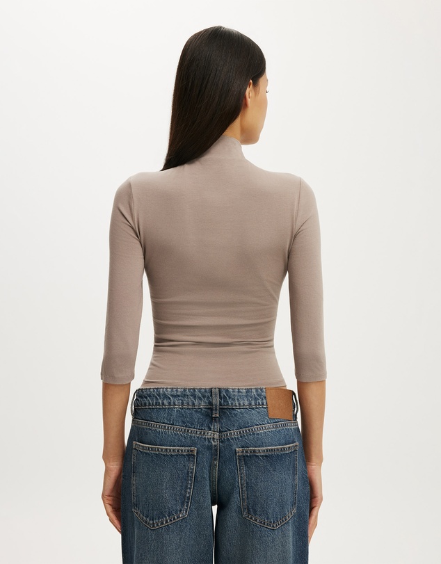 Cotton On - 90S Mock Neck 3/4 Sleeve