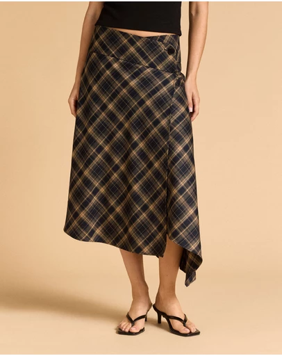 MVN - Wrap Plaid Skirt