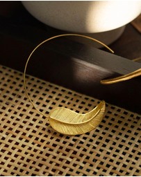 Ottoman Hands - Gold Feather Pull Through Hoop Earrings