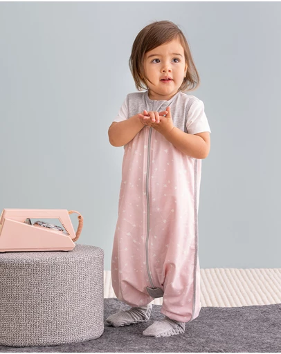 Love to Dream - Sleep Suit 0.2 TOG Stretch Organic Cotton Stellar in Dusty Pink