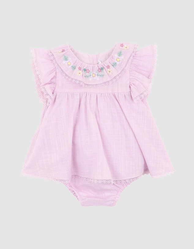 Bebe by Minihaha - Madelyn Embroidered Overlay Bodysuit - Babies