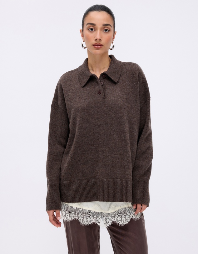 Minima Esenciales - Keir Oversized Merino Cashmere Blend Polo