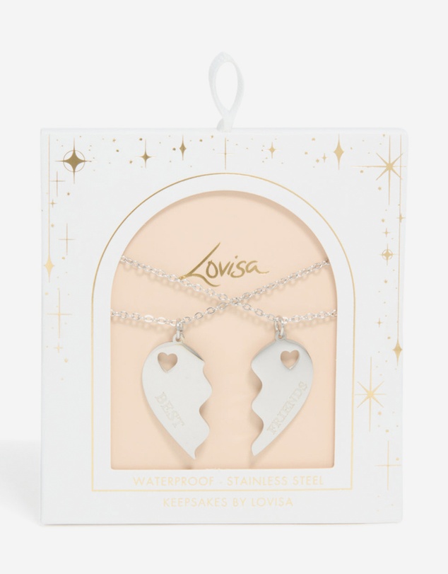 Lovisa - Waterproof Stainless Steel Best Friends Heart Necklaces 2-Pack