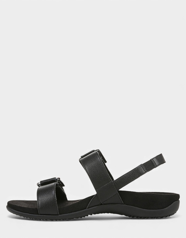 Vionic - Reese Back Strap Sandal - Black Tumbled Leather