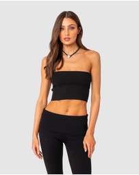 EDIKTED - Desiree Fold Over Knit Tube Top