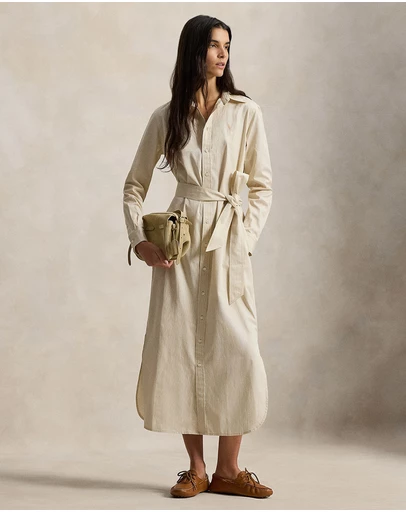 Polo Ralph Lauren - Belted Striped Cotton Shirtdress