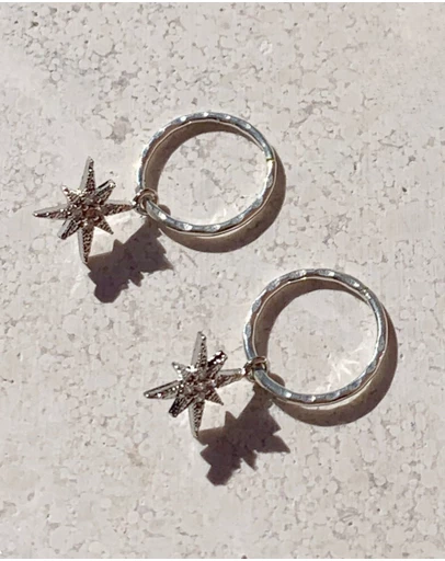 SAINT VALENTINE - North Star Mini Hoops - Silver