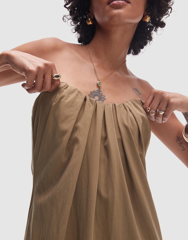TOPSHOP - Gathered Bust Structured Poplin Bandeau Midi Dress