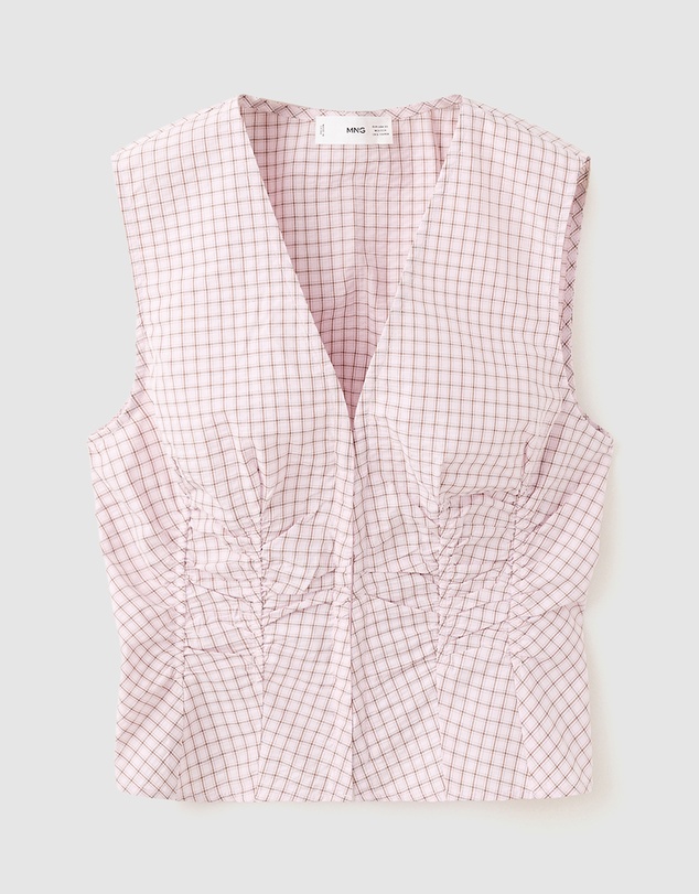 M.N.G - V-Neck Checked Blouse