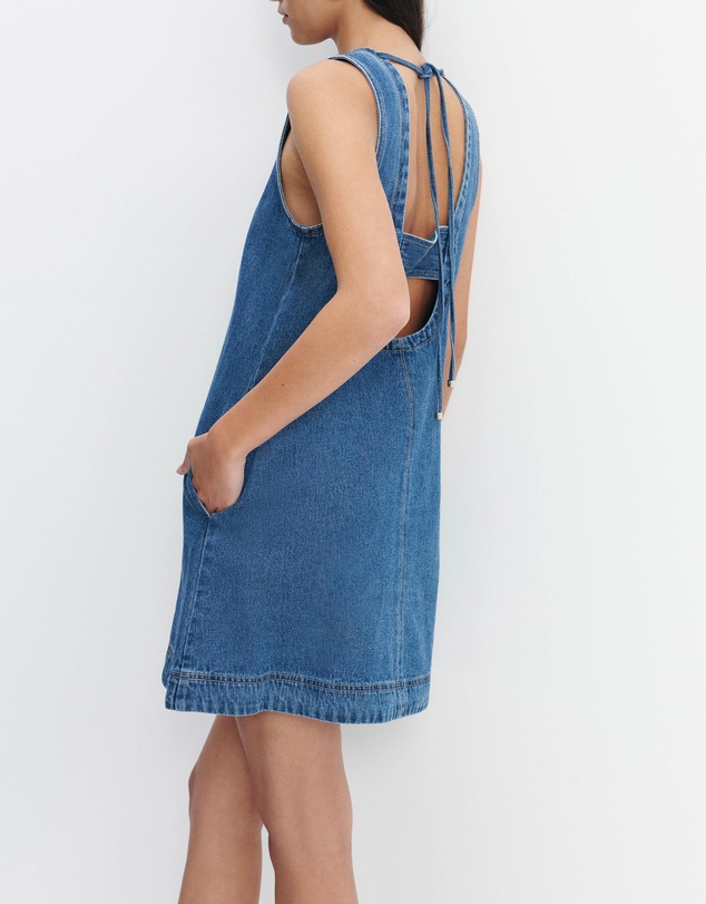 Aje Studio - Kendall Denim Tie Back Mini Dress