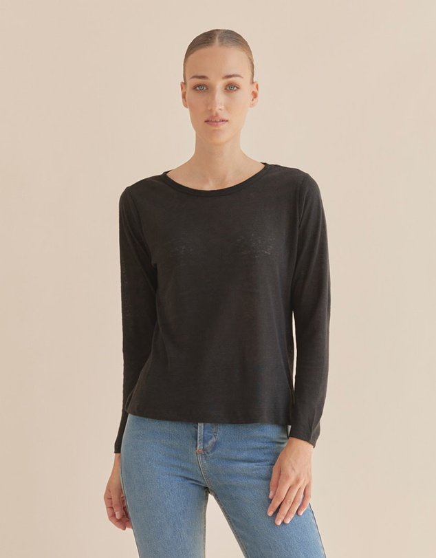 Amelius - Priya Long Sleeve Linen Jersey Top