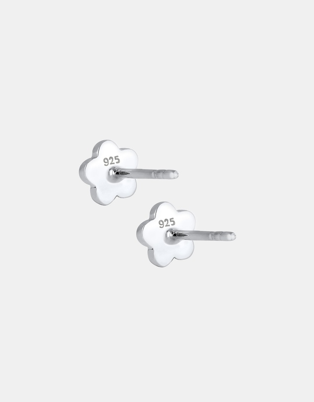 Elli Jewelry - Children's Pink Flower Crystal Stud Earrings in 925 Silver