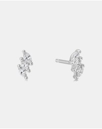 Ania Haie - Ania Haie Silver Triple Marquise Stud Earrings