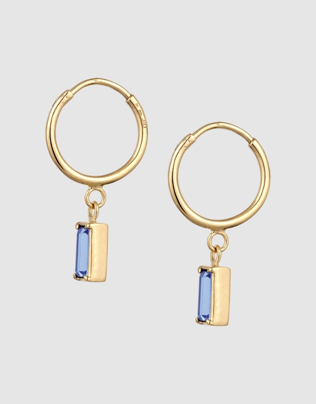 Elli Jewelry - Earrings Hoops Crystal Rectangle 925 Sterling Silver Gold-Plated