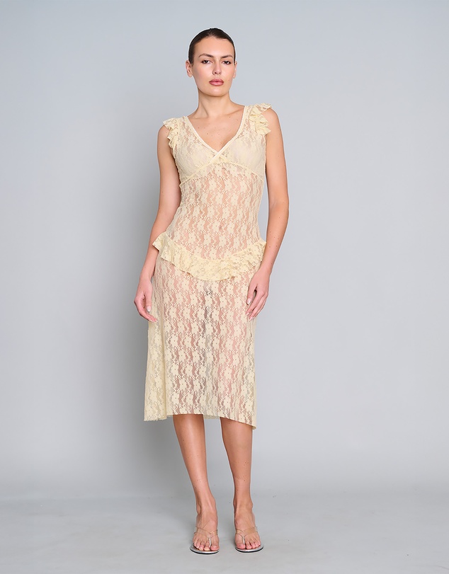 Love and Nostalgia - Summer Love Lace Midi Dress - Lemon Yellow