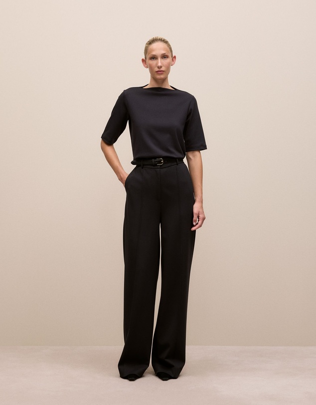 Trenery - Modal Cotton High Neck T-shirt in Black