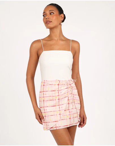 Petal & Pup - Mirha Mini Skirt - Sunset Check