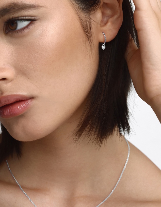 SAINT VALENTINE - Mini Heart Hoops - Silver