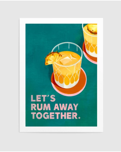 Olive et Oriel - Rum Away Beach Bar Cocktail Art by The Whiskey Ginger Art Print