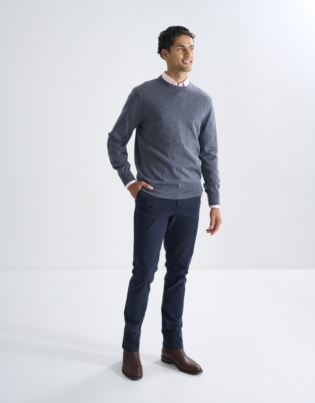 3 Wise Men - 3 Wise Men Driver Crew Neck Merino Knit - Charcoal