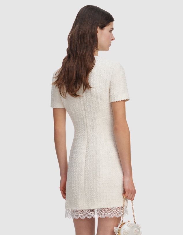 Self Portrait - Boucle Lace Trim Mini Dress