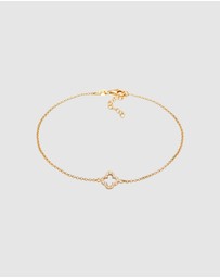 Elli Jewelry - Anklet Cloverleaf Pendant Lucky Charm with Zirconia in 925 Sterling Silver Gold Plated
