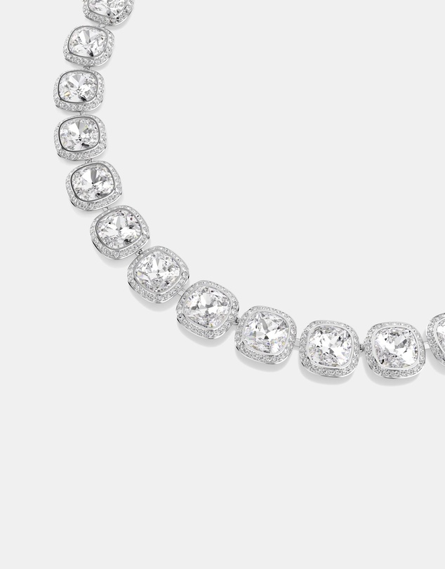 Swarovski - Una Angelic Necklace, Cushion Cut, White, Rhodium Plated