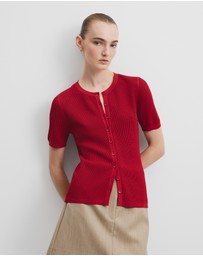 Country Road - Waffle Short Sleeve Button Knit