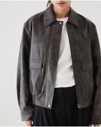 Forcast - Ada Faux Leather Bomber Jacket